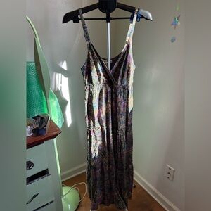 NATURAL LIFE Ella Sleeveless Paisley Maxi Dress in Purple Green M Medium